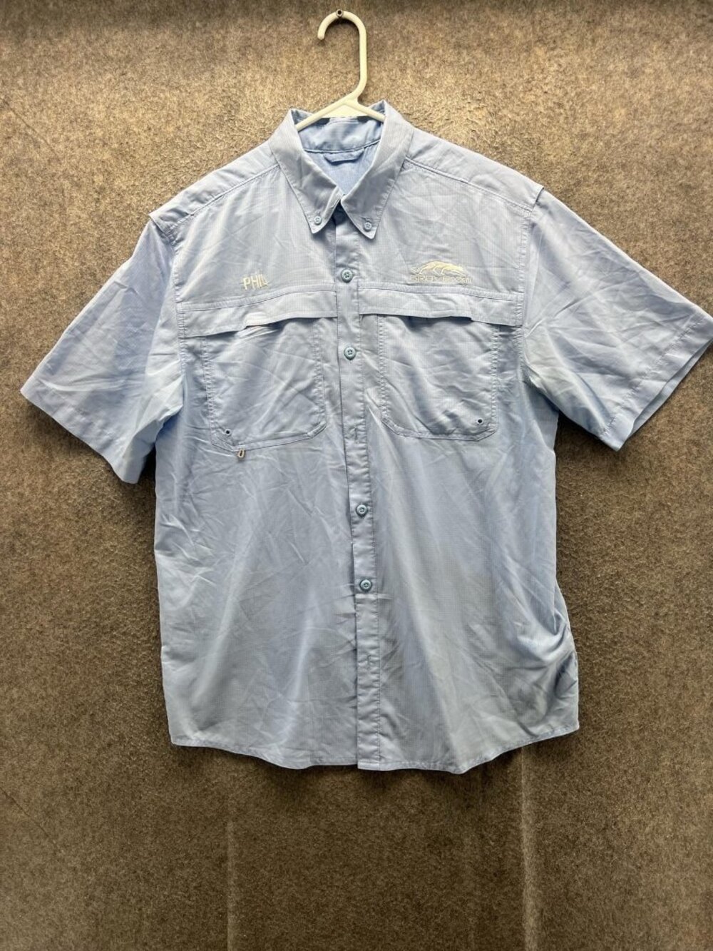 Jordan Grove XXIII Shirt Men Medium Blue Button Up Fishing BAW Vented Ripstop